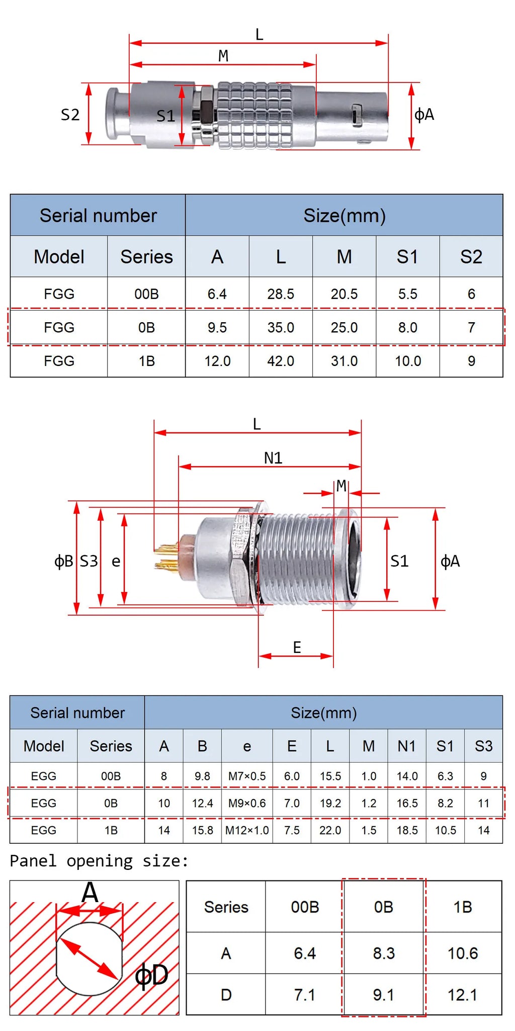 1Set 0B Connector 2 3 4 5 6 7 9 Pin FGG Plug For Sound Device Metal Circular  Plug Cable Connector EGG Socket