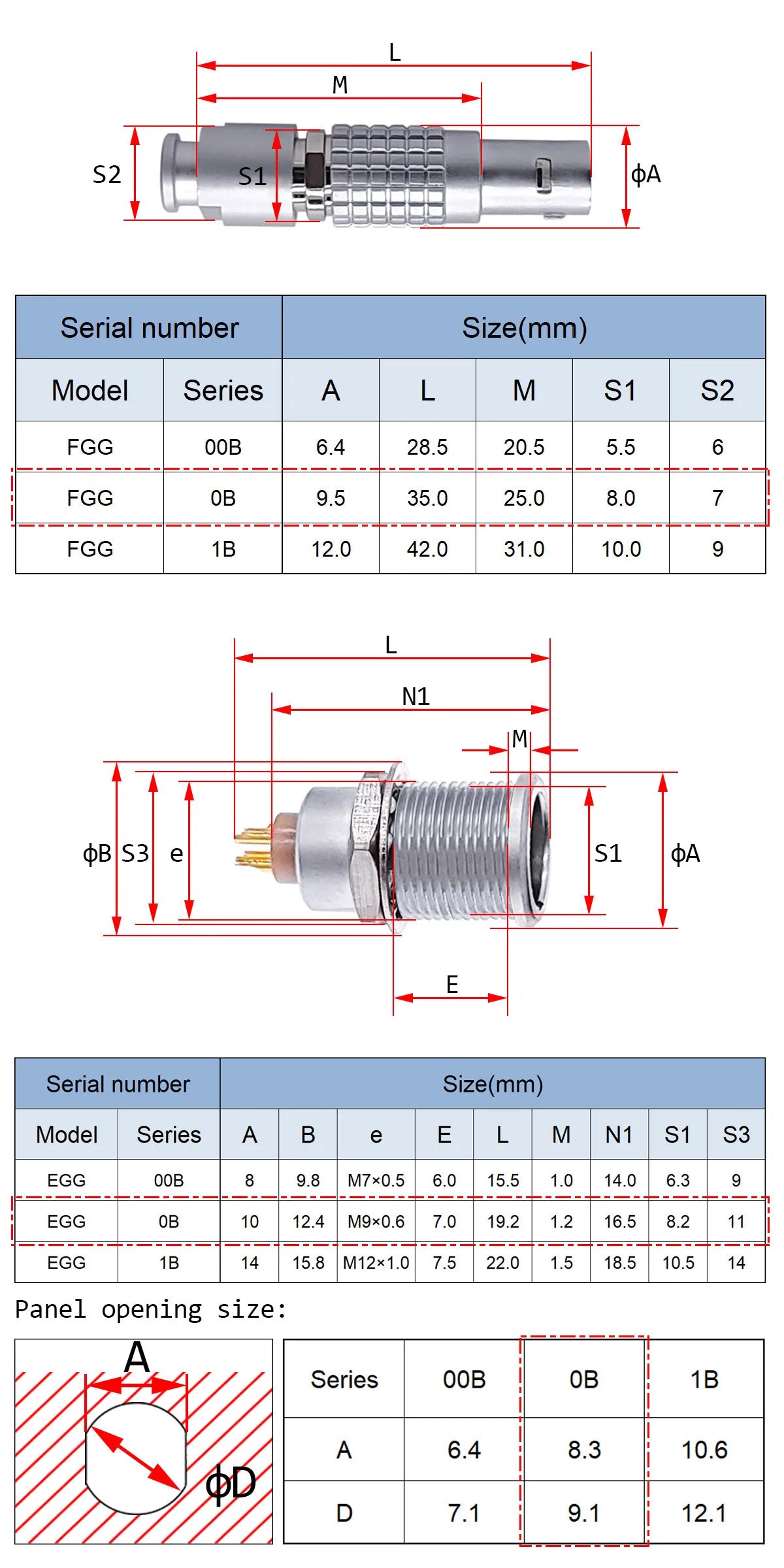 1Set 0B Connector 2 3 4 5 6 7 9 Pin FGG Plug For Sound Device Metal Circular  Plug Cable Connector EGG Socket