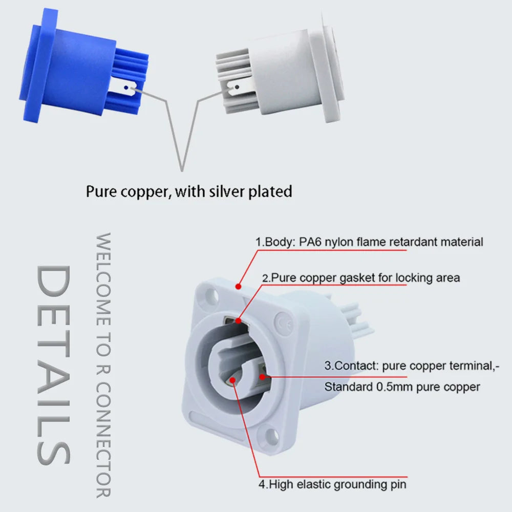 1PC Powercon Connector 3 pins 20A 250V NAC3FCA NAC3FCB Male Plug For Electric Drill LED Screen Stage Lighting Power Connecting