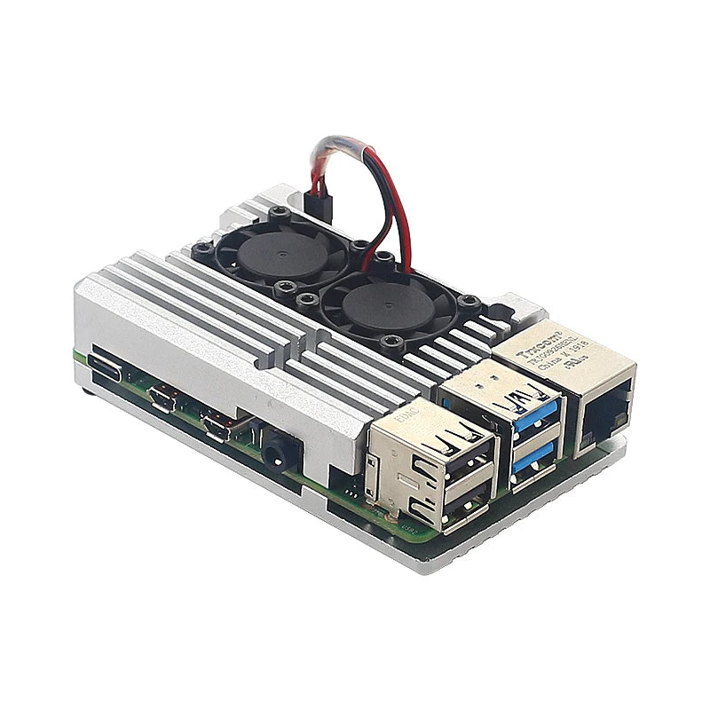 Raspberry Pi 4 Aluminium Alloy Metal Case Cooling Fan Enclosure Raspberry Pi 3 Dual Fan Case Optional for RPi 4B 3B Plus 3B