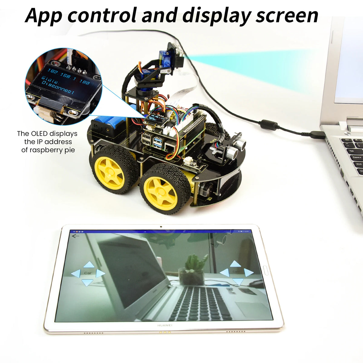 Keyestudio Raspberry Pi 4WD Robot Car Kit  5 Megapixels Camera Module Python Programming DIY Projects Kit For Raspberry Pi 4B