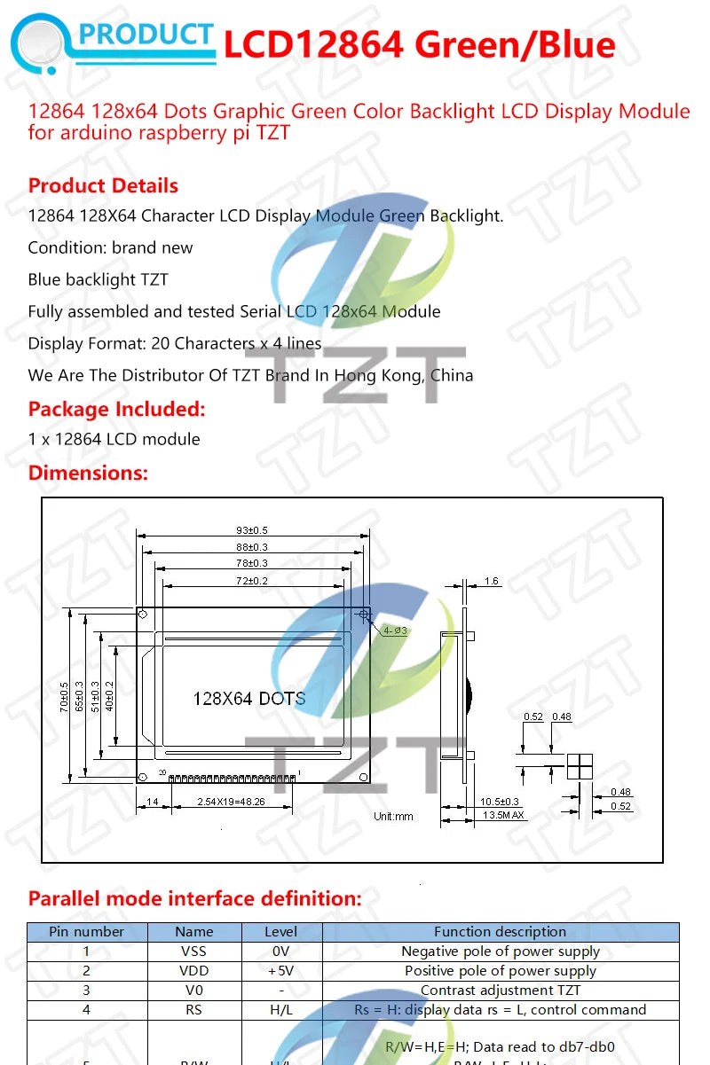 TZT LCD1602 LCD 1602 LCD2004 LCD 2004 LCD12864 LCD0802 Module Blue Green Screen 16x2 20X4 Character LCD Display Module HD44780