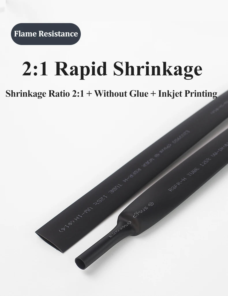 10 METER/LOT BLACK 1/2/3/4/5/6/8/10/10/12/14/16/18/20mm Heat Shrink Tubing Flame Retardant Tube Kit Insulation Tubing Wire Cable