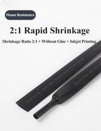 10 METER/LOT BLACK 1/2/3/4/5/6/8/10/10/12/14/16/18/20mm Heat Shrink Tubing Flame Retardant Tube Kit Insulation Tubing Wire Cable