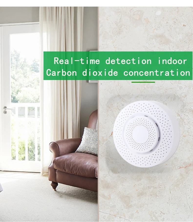 Tuya CO2 Carbon Dioxide Sensor CO2 Detector NDIR High-Precision Measurement Exceeds Standard Alarm Smart Home Linkage Tuya Senso