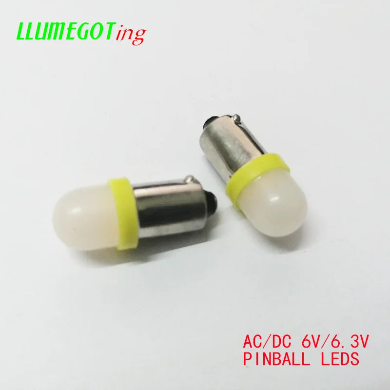 50pcs BA9S T4W #44 #47 Milk White Dome 2x 5630SMD Various Color Non Polarity AC DC 6V 6.3V Bally Pinball Game Machine Led Bulbs