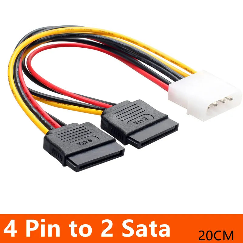 4 Pin IDE Molex to 2 Sata/SATA 15Pin To 2 SATA 15 Pin /SATA 15 Pin  to Molex IDE 4 Pin Power HDD Splitter Connector Cable for PC