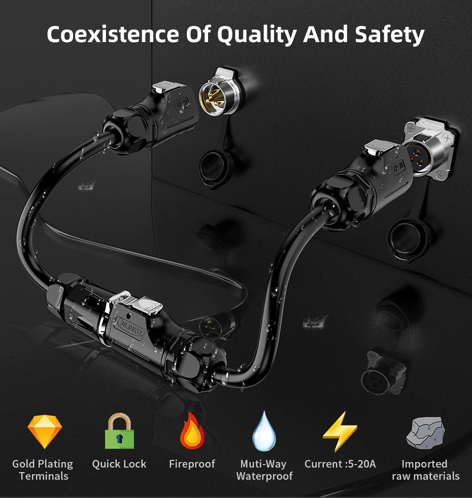 CNLINKO M20 Upgraded High Quality LP20 2 3 4 5 7 9 12 14 Pin Connector Circular Industrial Loose-proof IP68 Waterproof Connector