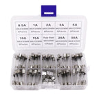 72pcs 6x30mm Fast-blow Glass Fuses Quick Blow Car Glass Tube Fuses Assorted and 10pcs Fuse Seat 6*30 Home Fuse with Box