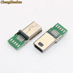 ChengHaoRan 5pcs Mini USB 10P Plug Socket Charging Adapter W/ PC Board Mini 10 Pin Male USB Data Cable Connector