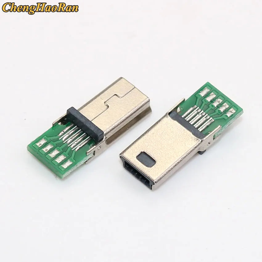 ChengHaoRan 5pcs Mini USB 10P Plug Socket Charging Adapter W/ PC Board Mini 10 Pin Male USB Data Cable Connector