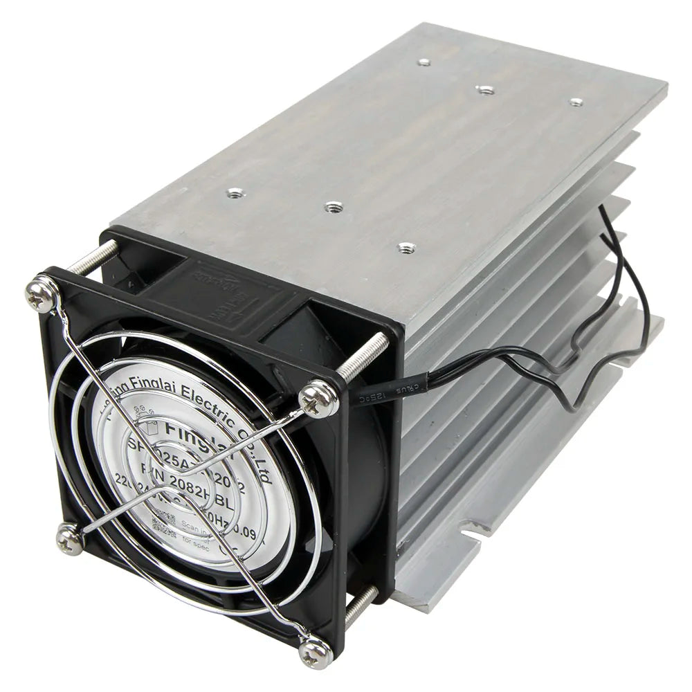 FHSH01F-150 150*100*80 mm 80A three phase solid state relay SSR aluminum heat sink radiator with 220VAC fan and protective cover