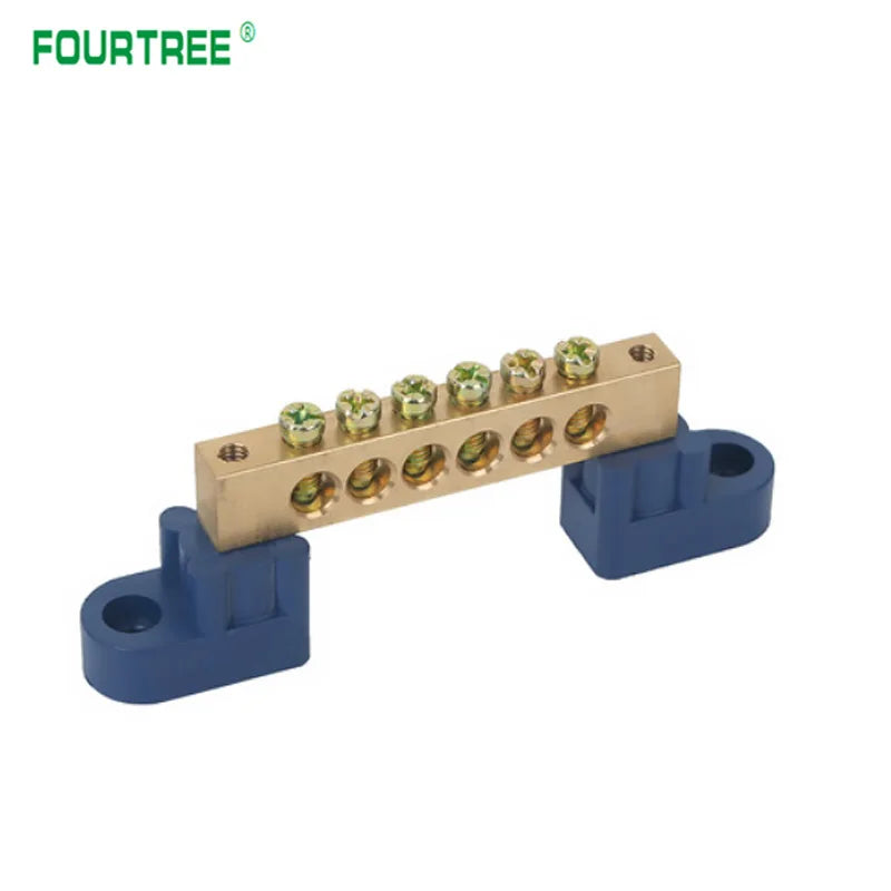 1Pcs Brass Wiring Terminal Row Zero Strip Flame Retardant Distribution Box Connection Terminal Adjustable Mounting Holes 4-16Pin