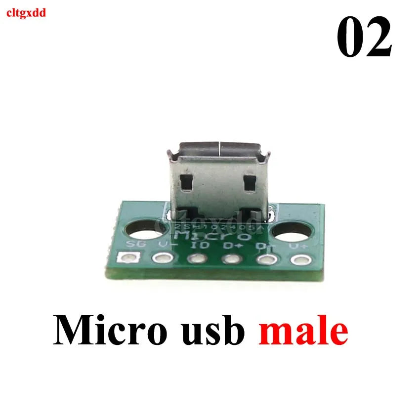 1pcs Micro Mini USB Type C USB 2.0 3.0 Male Female PCB Connector 90 Degree Data Charging Cable Jack Test Board with Pin Header
