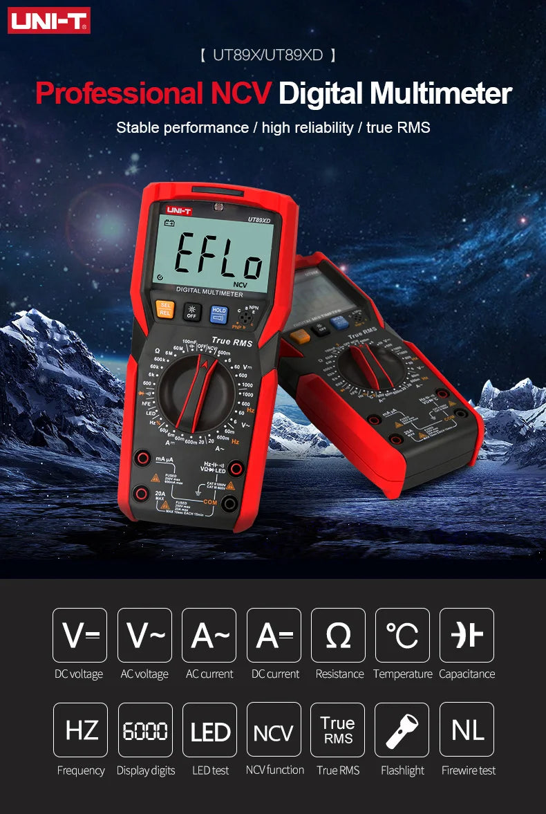 UNI-T Multimeter Professional UT890C UT890D+ UT89X UT89XD UT89XE UT60S UT60BT UT61B+ UT61D+ UT61E Plus Electrical Multi Meter
