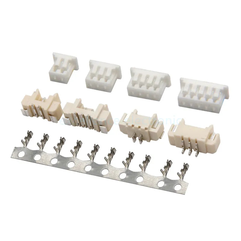 10 Sets JST 1.25mm Connector Kit, SMD Pin Headers & Housings with Terminals (2-10 Pins, Vertical/Horizontal)