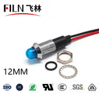 FILN 12mm LED Metal Indicator Light Waterproof IP67 Signal Lamp 3V 6V 12V 24V 110V 220V Red Yellow Blue Green White Pilot Seal