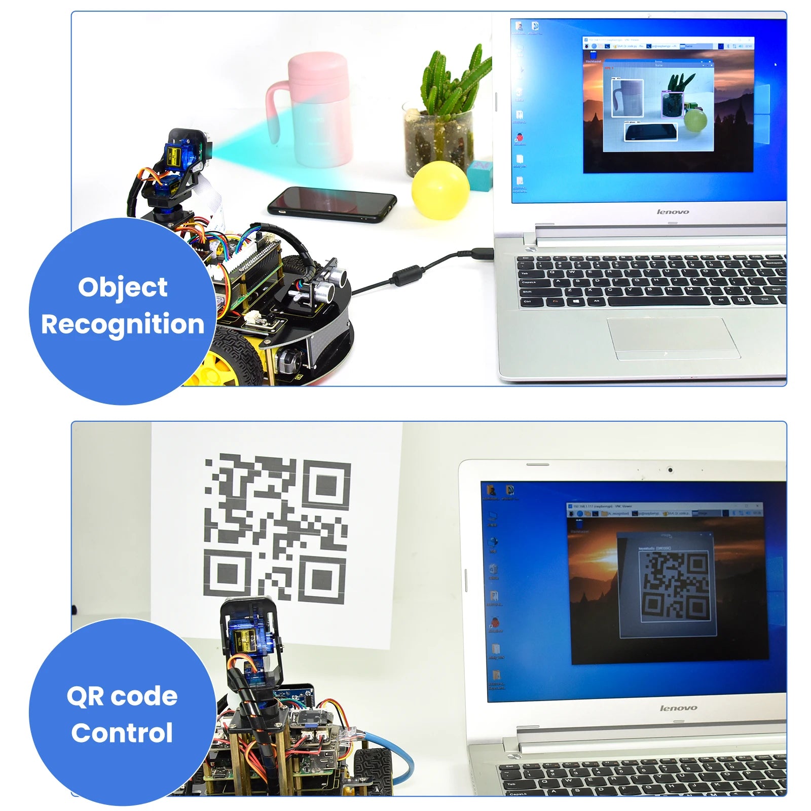 Keyestudio Raspberry Pi 4WD Robot Car Kit  5 Megapixels Camera Module Python Programming DIY Projects Kit For Raspberry Pi 4B