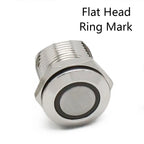 12mm Flat High Head Waterproof Metal Push Button Switch LED Light Momentary Latching Car Engine Computer PC Power Switch 3-380V