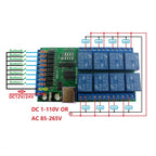 DC 12V 24V 8ch Optically Isolated IN USB COM Relay Module UART RS232 Serial Port Switch Board Digital Collector PLC