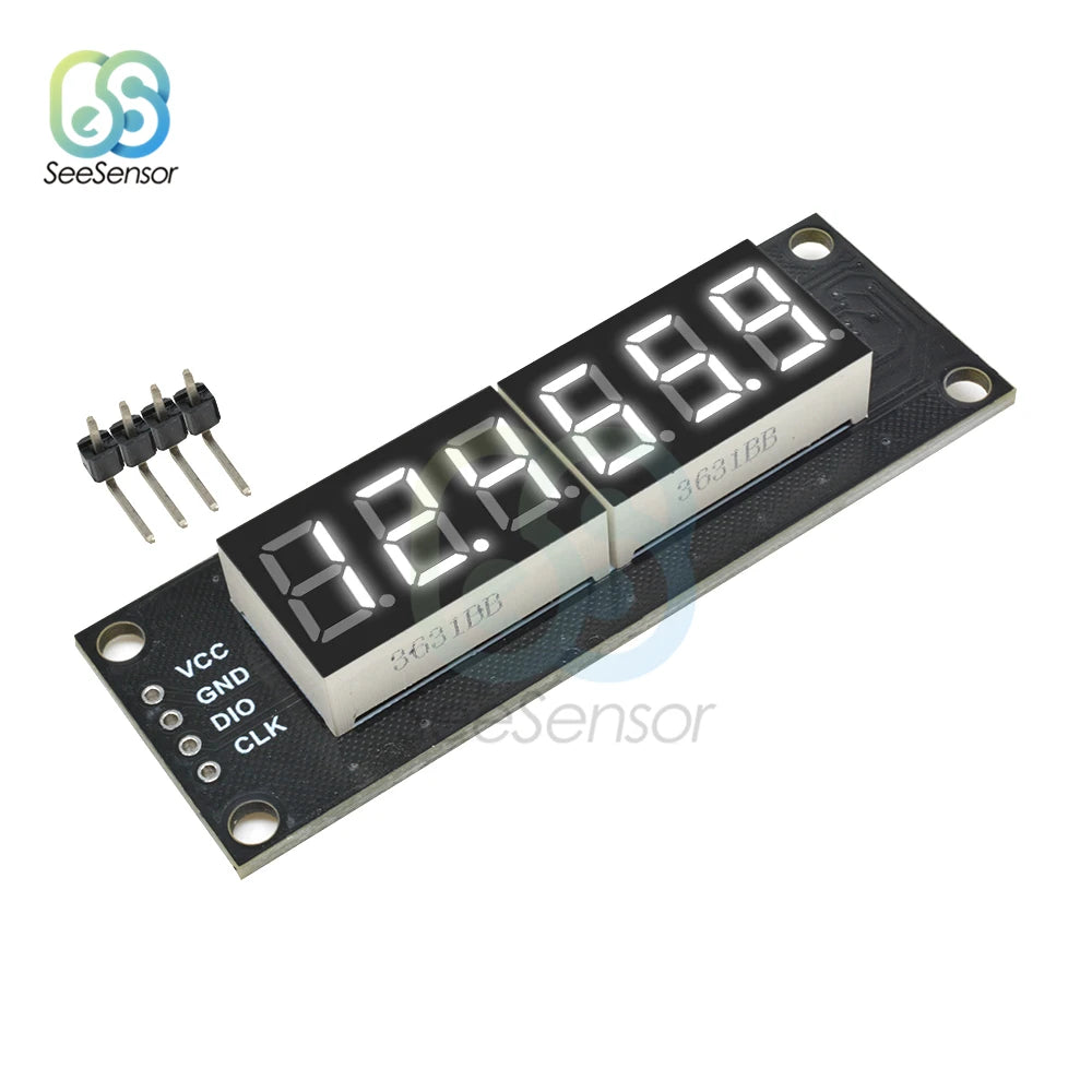 TM1637 0.36 inch 6-Digit 7-segment LED Digital Tube Display Control Module For Arduino 5V Microcontroller Serial Driver 46x14mm