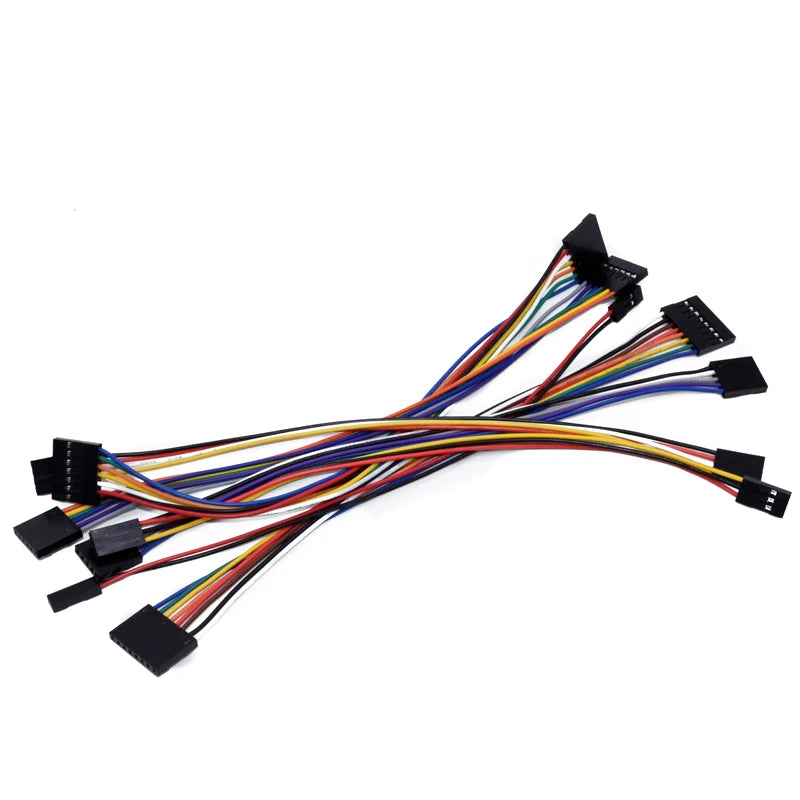 10PCS Dupont 2.54mm Pitch 10cm 20cm 30cm Single/Double Female 2P 3 4 5 6 7 8 9 10P connector Jumper Cable Wire For PCB Arduino