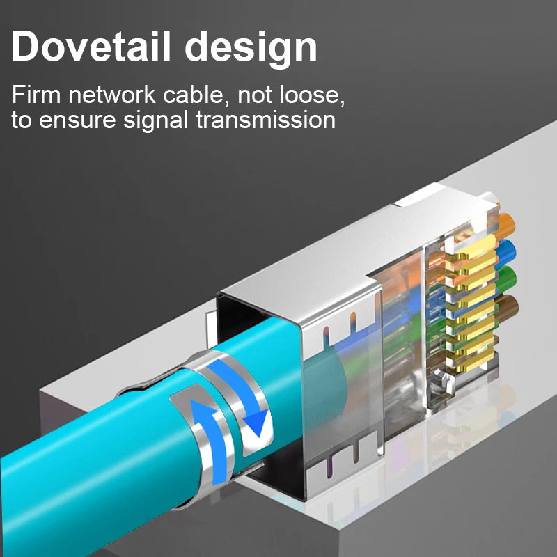 CAT7 Shielded 10Gbps STP RJ45 Modular Plug Connector with Load Bar, 50μ Gold-plated Support 23-26AWG
