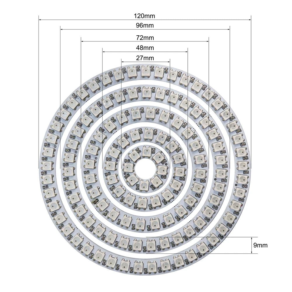 WS2812B 8/16/24/35/45LEDs Pixel Ring SP110E Controller USB Kit RGB Ring Individul AddressabIe WS2812 IC BuiIt-in Lights DC5V