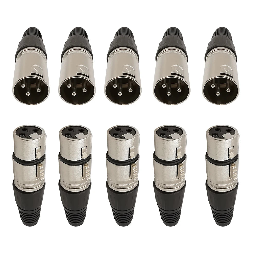 10Pcs XLR 3Pin Male Female Microphone Audio Cable Wire Connector Cable Plug Terminals for Mic Solder Connector