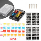 DaierTek 12 Ways Blade Fuse 12V 32V Car Boat Fuse Box Holder With Plastic Cover For Power Panel Board Camper RV Accessories