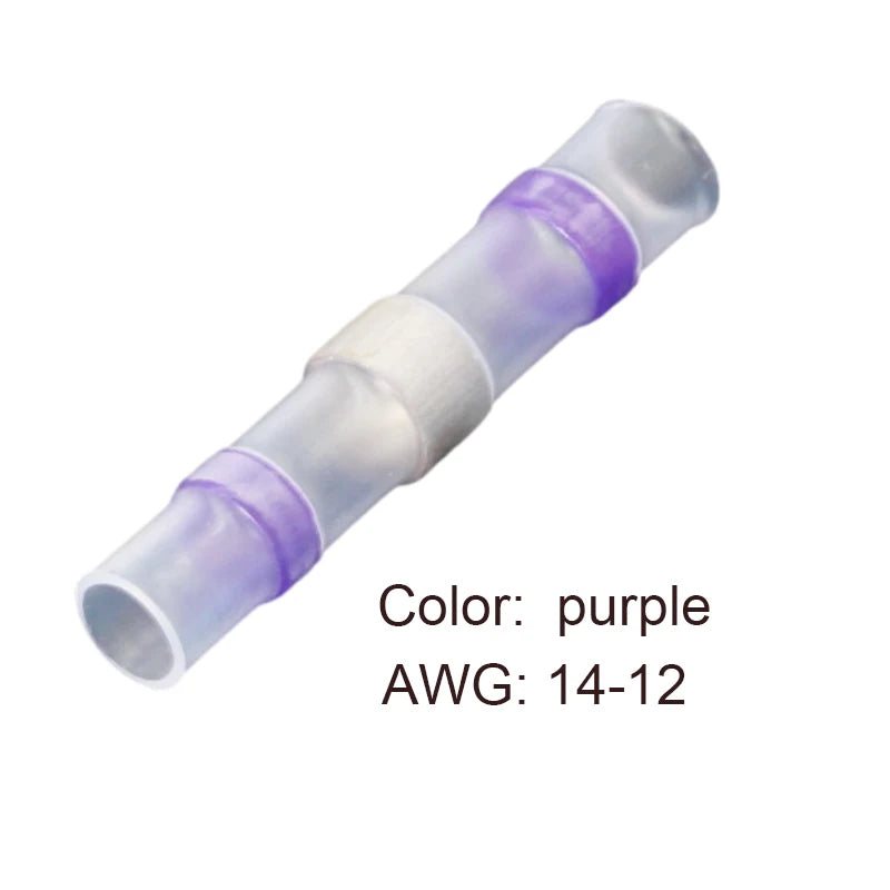 Heat Shrinkable Wire Connectors 50PCS SST21 Waterproof Sleeve AWG22-18 Butt Electrical Splice Tinned Solder Seal Terminal