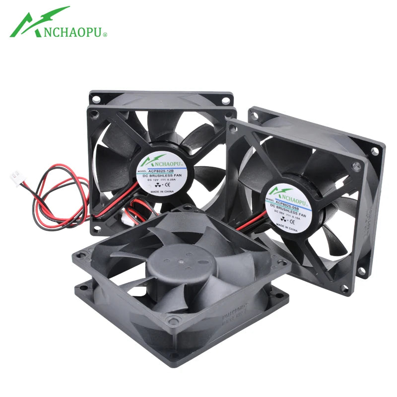 ACP8025 8cm 80mm Fan 80x80x25mm DC5V 12V 24V 2pin Cooling Fan Suitable for Chassis Power Inverter