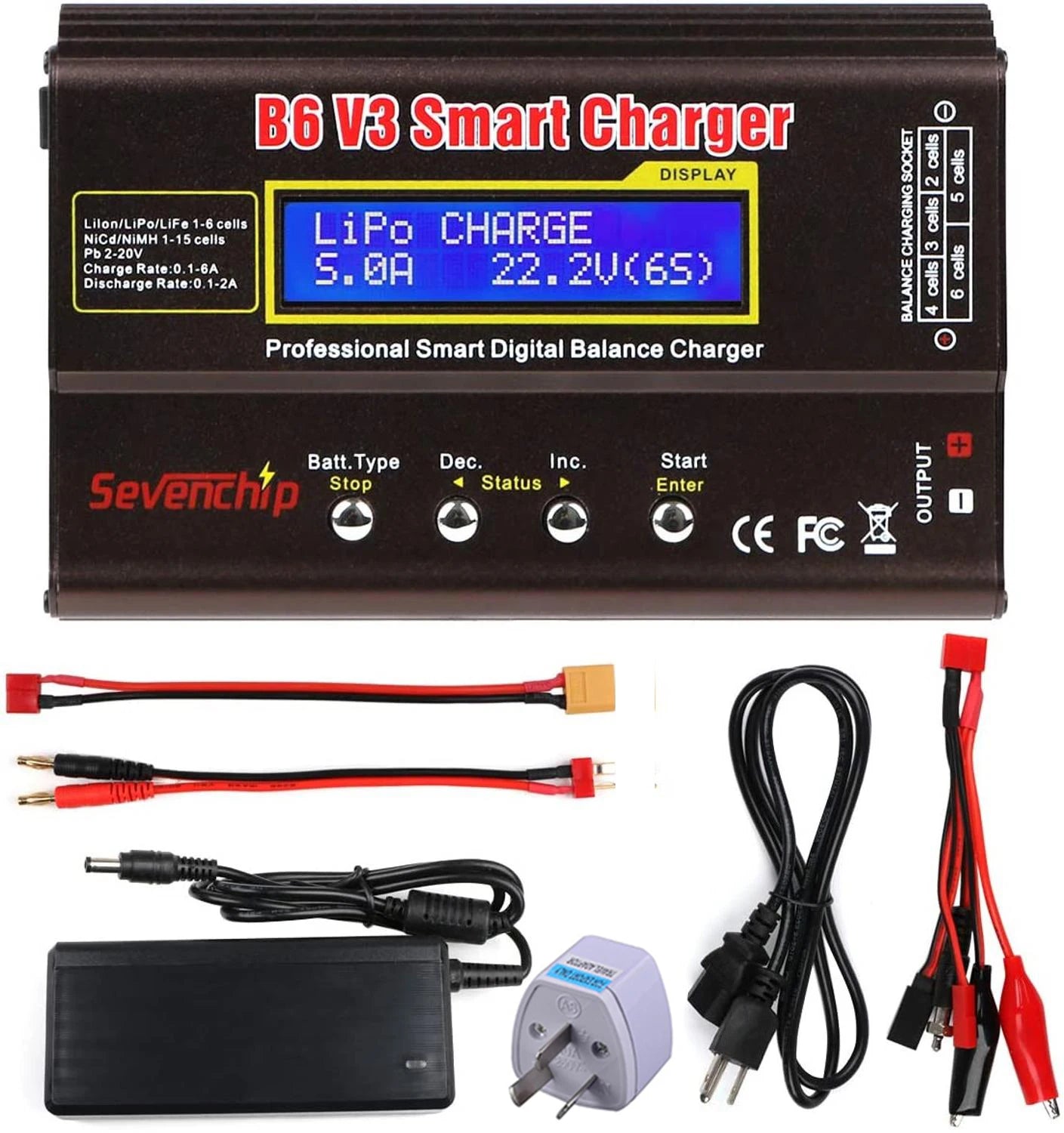 IMAX B6 V3 80W 6A Battery Charger LiHv Lipo NiMh Li-ion Ni-Cd Digital RC Charger Lipro Balance Charger Discharger 15V 6A Adapter