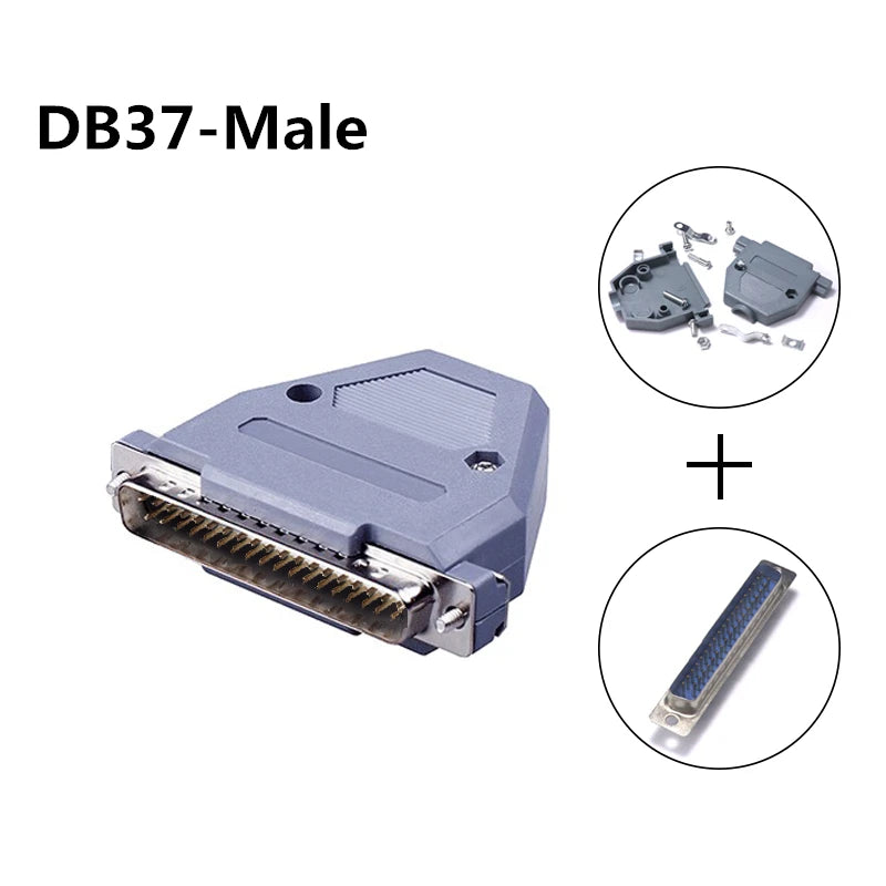 2/5sets DB-9 RS232 Serial Port Connector DB Connector 9/15/25/37 Pin Copper RS232 COM Adapter With Plastic Case Metal shell