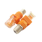 1pc F Type RF Female Jack to RJ45 Male Plug Ethernet Coaxial Barrel Coupler Converter Coax Adapter Connector for Line Tester
