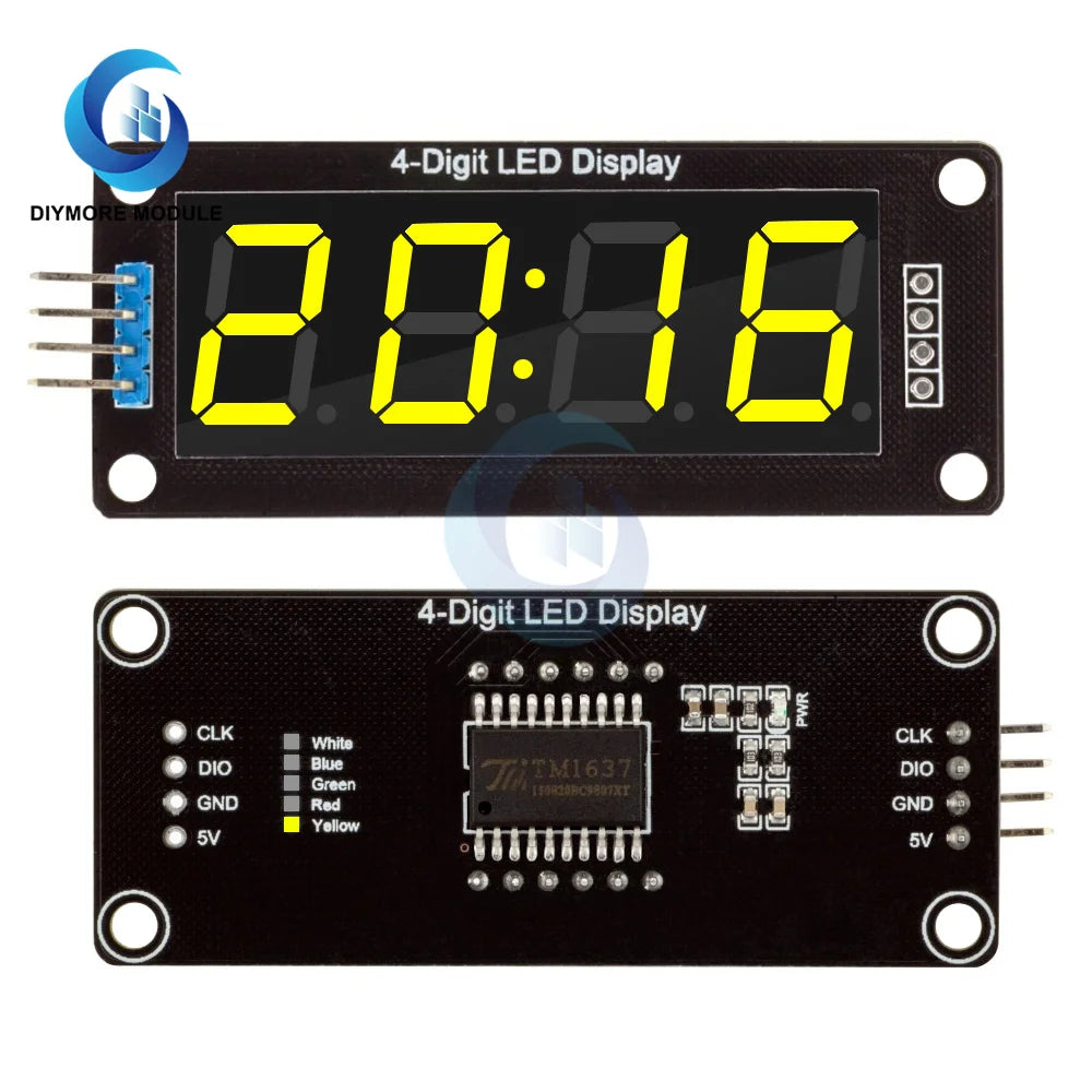 TM1637 4-Digit 7 Segments Digital LED Display Module 0.56 inch Display Tube Decimal Clock Double Dots Module Board for Arduino