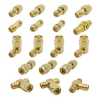 18Pcs/Box SMA Connector Kit Gold-plated Brass SMA & RP-SMA Male Female Straight Right Angle RF Coaxial Adapter Coaxial Adapter