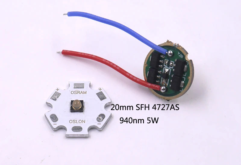 IR 850nm 940nm 5W LED Emitter SFH 4715AS SFH 4725AS Aluminum Plate 17mm 4*AMC7135 1400mAh 1-Mode Driver Board Set