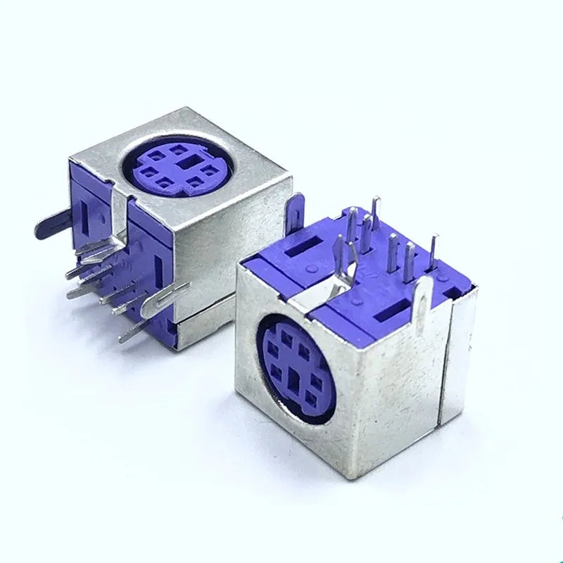 2/5/10Pcs PS2 Female Socket Jack Connector On PCB Black/Green/Purple 6 Pins PS/2 Square Jack Adpater