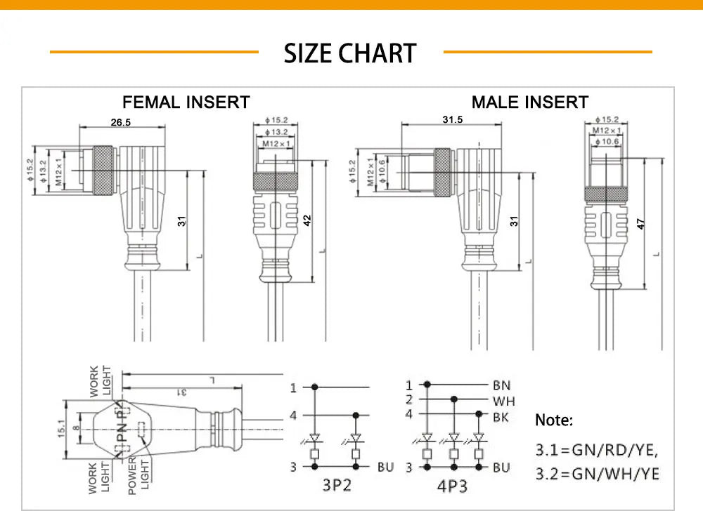 Cloweit M12 3 4 5 8 Pins PVC LED IP67 Sensor Cable Connector Type A Socket Plug 2m Waterproof  Male&Female Straight Angle