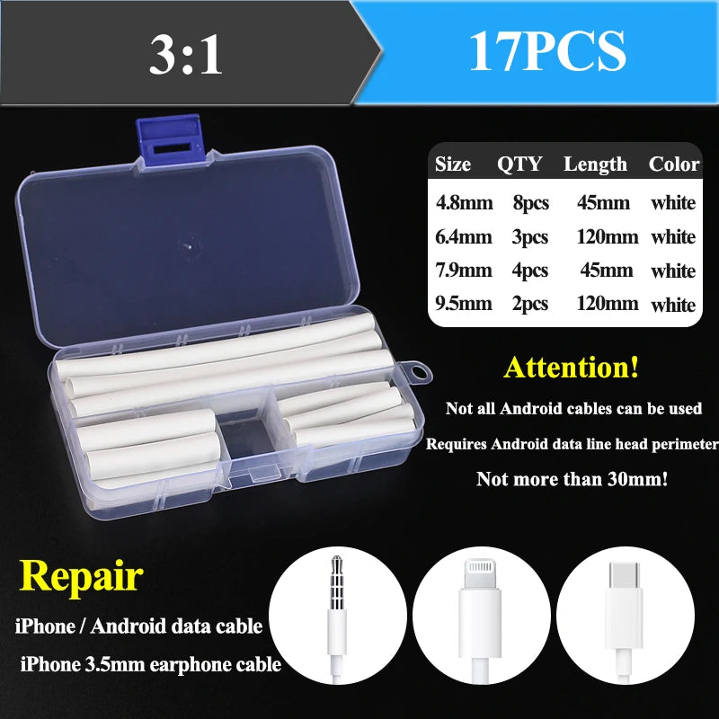 2：1 Thermoresistant Tube Heat Shrink Wrapping Kit Assorted Wire Cable Sulation Sleeving 3:1  Heat Shrink Tubing