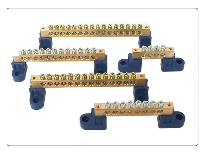 1Pcs Brass Wiring Terminal Row Zero Strip Flame Retardant Distribution Box Connection Terminal Adjustable Mounting Holes 4-16Pin