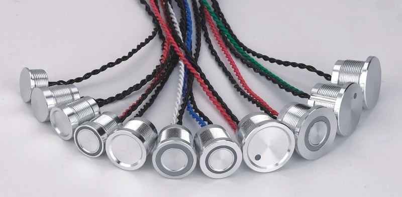 16MM 19MM 22MM IP68 316L stainless steel or  Black aluminum Waterproof RGB 3 color piezo push button switch PS223P10YSS1RGB24T