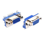 5/10PCS DB15 DR15 3Rows Blue Parallel Port 15 Pin D Sub Female 15pin PCB 90 Degree Connector DB15 Socket 3.08mm VGA Adapter