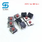 20/100PCS/LOT 6*6*2.5 / 3.1 / 3.7 / 4.3 mm SMD Switch 4 / 5 Pin feet Touch Micro Switch Push Button Switches Red 6X6 Tact Switch