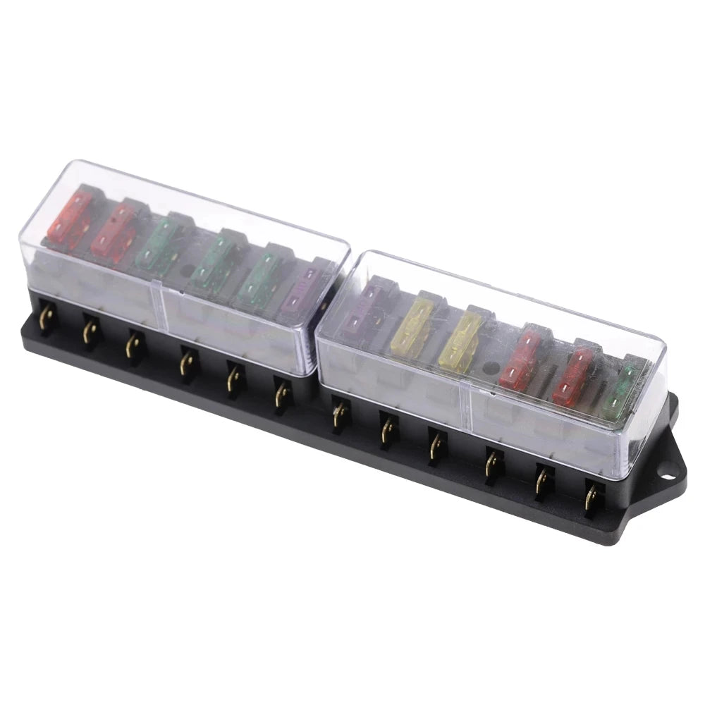 4/6/8/10/12 Way Car Fuse Holder Car Fuse Box Truck Auto Blade  with 4/6/8/10/12 Fuses for 12V 32V ATO Standard Circuit