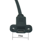 Pitch 17.5mm 5 Pin Micro Mini USB C Male To TYPE-C Female Extension Data Sync Power Charge Cable With Screws Lock Panel Mount