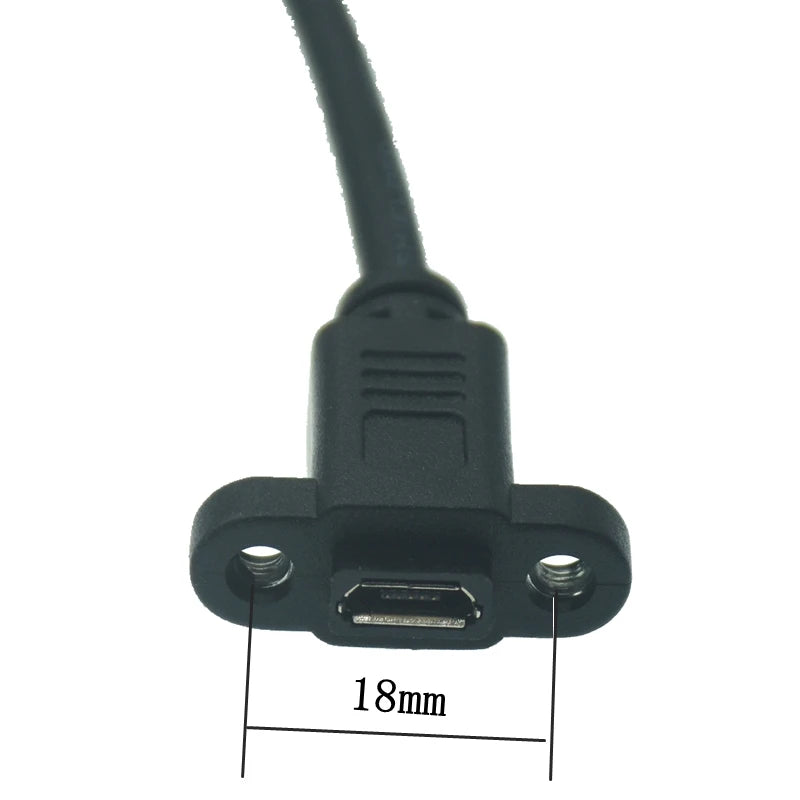 Pitch 17.5mm 5 Pin Micro Mini USB C Male To TYPE-C Female Extension Data Sync Power Charge Cable With Screws Lock Panel Mount