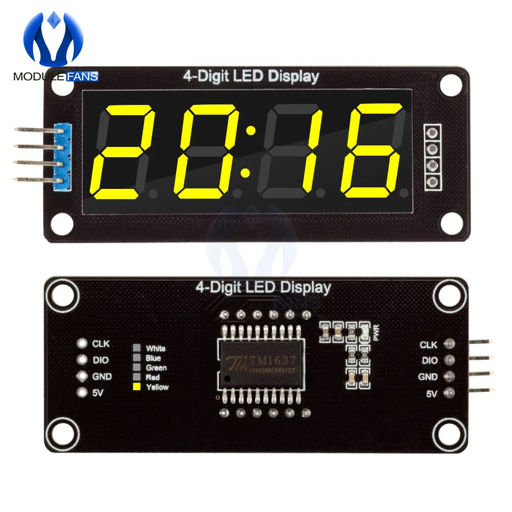 TM1637 LED Display Module for Arduino 4 Digit Tube 7 Segment 0.56 inch Time Clock Indicator Module Red Blue Green Yellow White