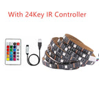 USB LED Strip Light 5 V Volt RGB Waterproof Black PCB 5050 50CM- 5M 5V Led Light USB Tape PC TV Backlight With Remote Controller